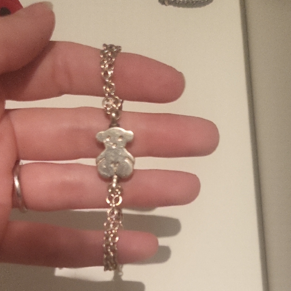 Silver Teddy Bear Bracelet